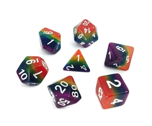 Rainbow dice set 4/6/8/10/10s/12/20 - 7 Dice