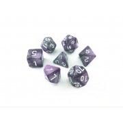 Silver+purple blend dice 4/6/8/10/10s/12/20 - 7 Dice