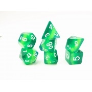 Green translucent layer dice 4/6/8/10/10s/12/20 - 7 Dice