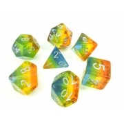 Yellow Aurora dice set 4/6/8/10/10s/12/20 - 7 Dice