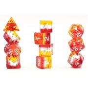 Transparent Red yellow dice    4/6/8/10/10s/12/20 - 11 Dice - 4/6(4)/8/10/10s/12/20(2) Sided dice