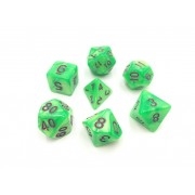 Green Pearl Dice(Purple Font) 4/6/8/10/10s/12/20 - 7 DiceGreen Transluent Glitter Dice Set