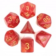 Red pearl dice set 4/6/8/10/10s/12/20 - 7 Dice